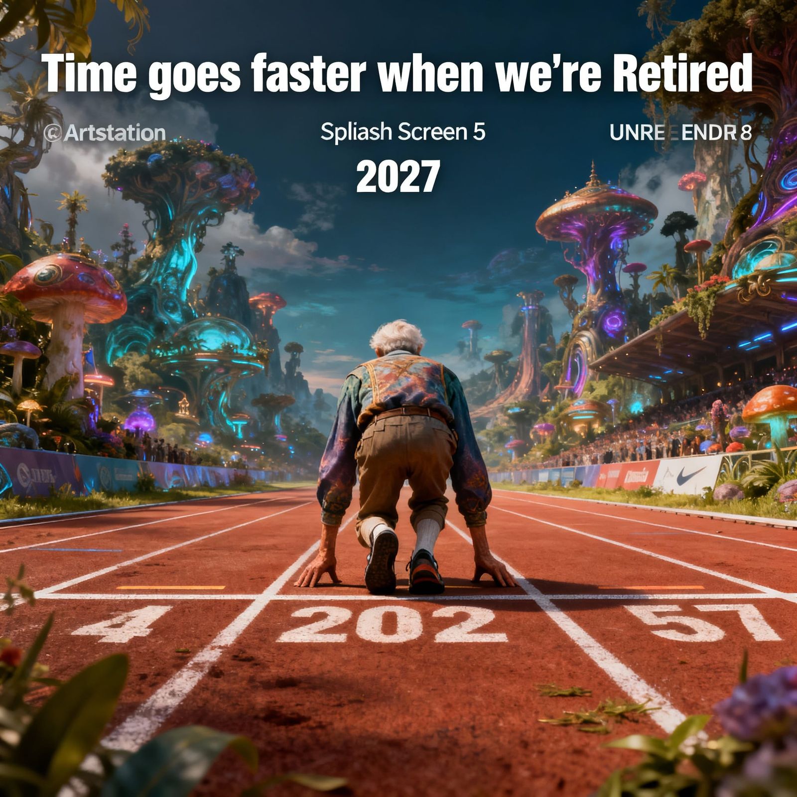 2027 is just a short trip ahead. On your mark, get set, Go. Time goes faster when we're Retired.