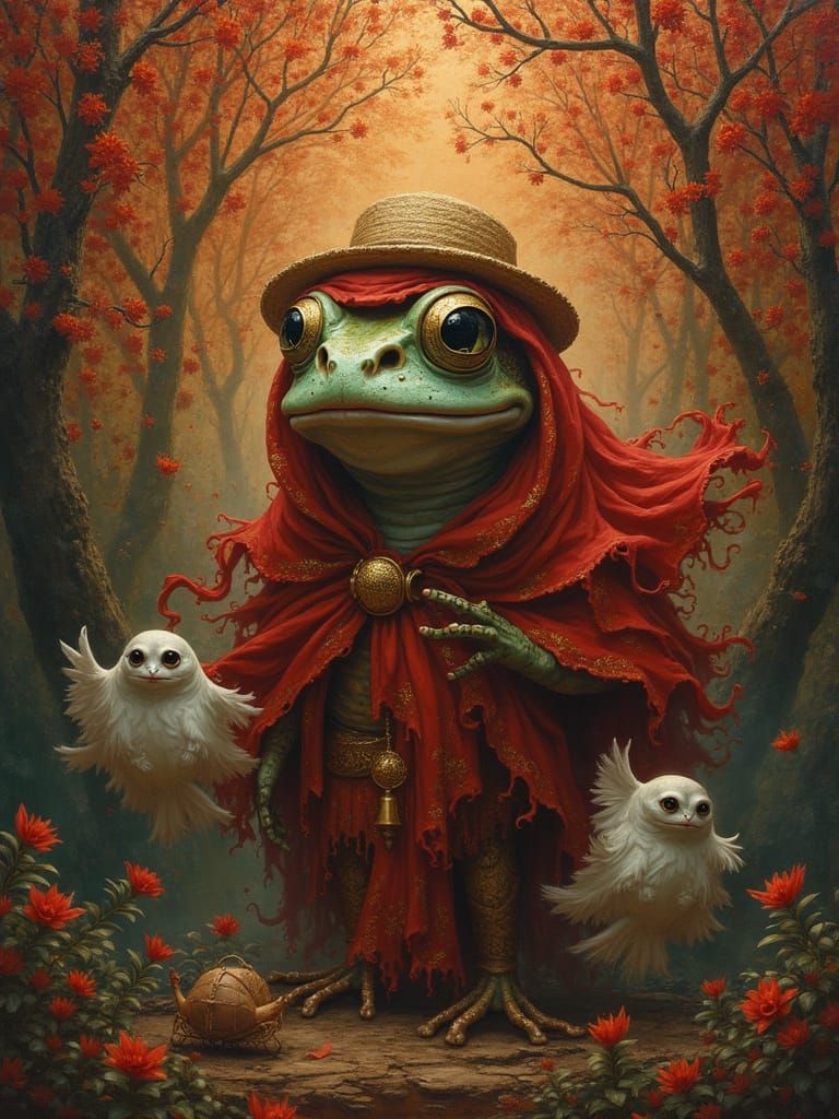 Phantom Warning to Frog Tourist in Fable Oil Painting