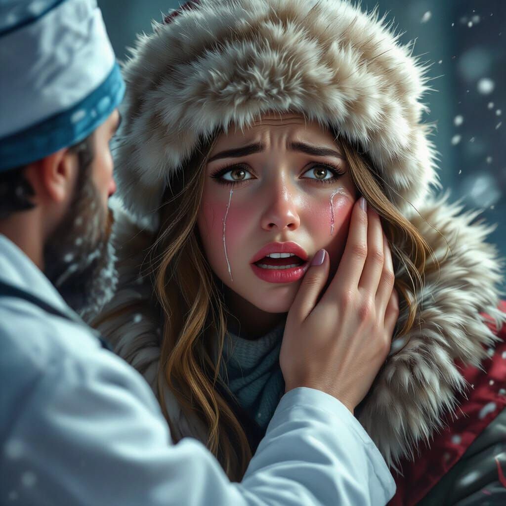 Russian Lady Begging Doctor in Dramatic Matte Painting