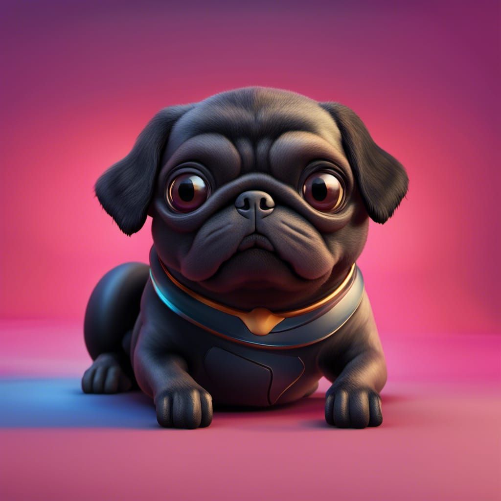 Pug as Superhero: 3D Digital Art