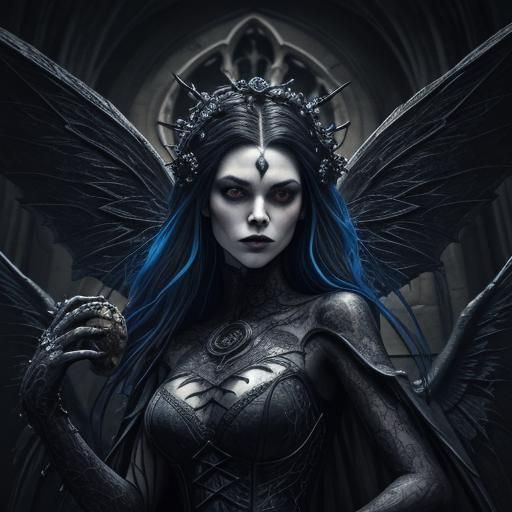 Medieval Medusa Tooth Fairy in Ink Splatter Art