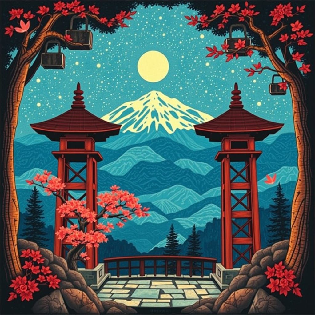 Japanese Art Fusion: Modern Illustrative Style