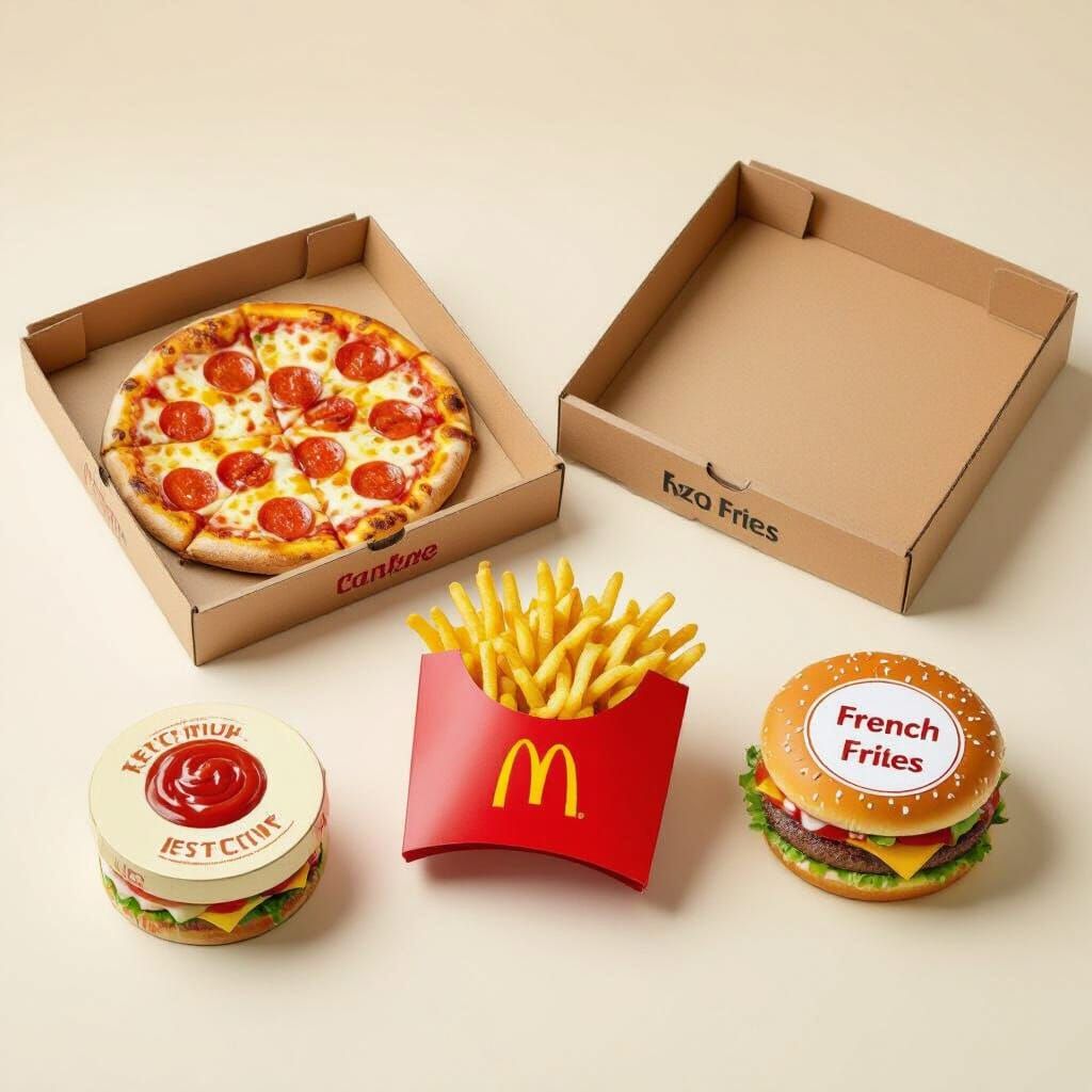 Fast Food Packaging Still Life in Professional Style