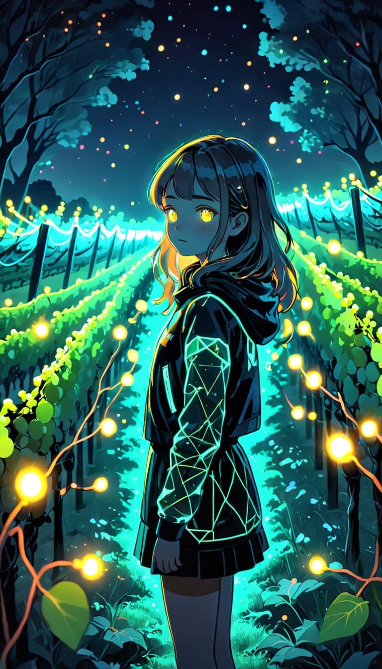 Luminous Vineyard Landscape in Dreamy Digital Art