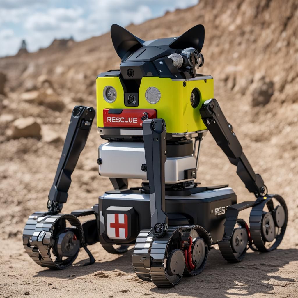 Disaster Rescue Robot Cat: Detailed Matte Painting