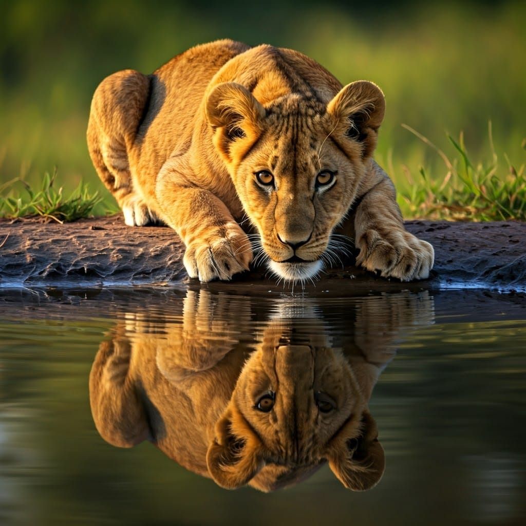 Regal Lion Cub Reflects on Majesty
