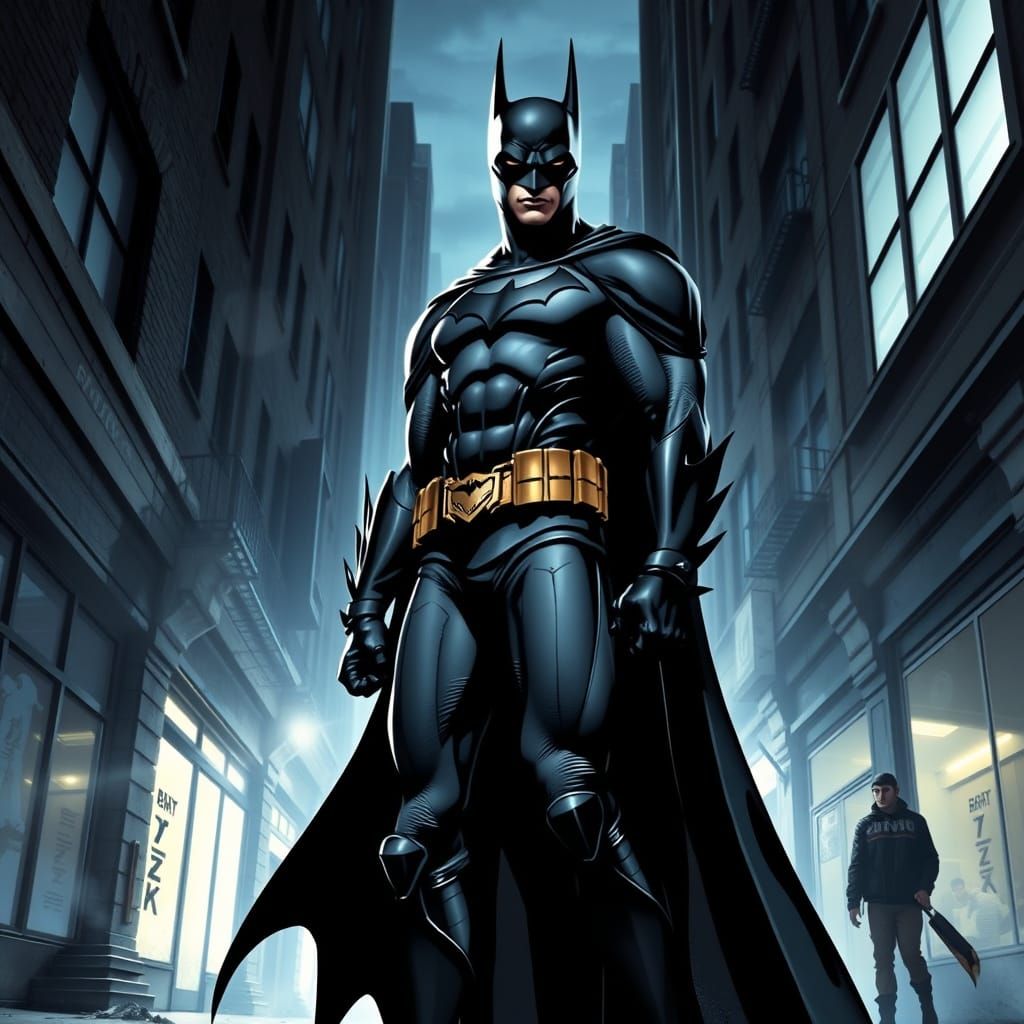 Batman in Gotham Alleyway: A Comic Book Noir