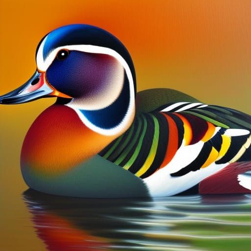 Colorful Mandarin duck, Beautiful feathers
