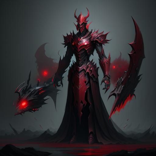 Scarlet Robotic Wraith Haunting in Red Mist