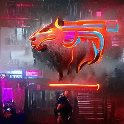 Cyberpunk Bull in Ring of Fire