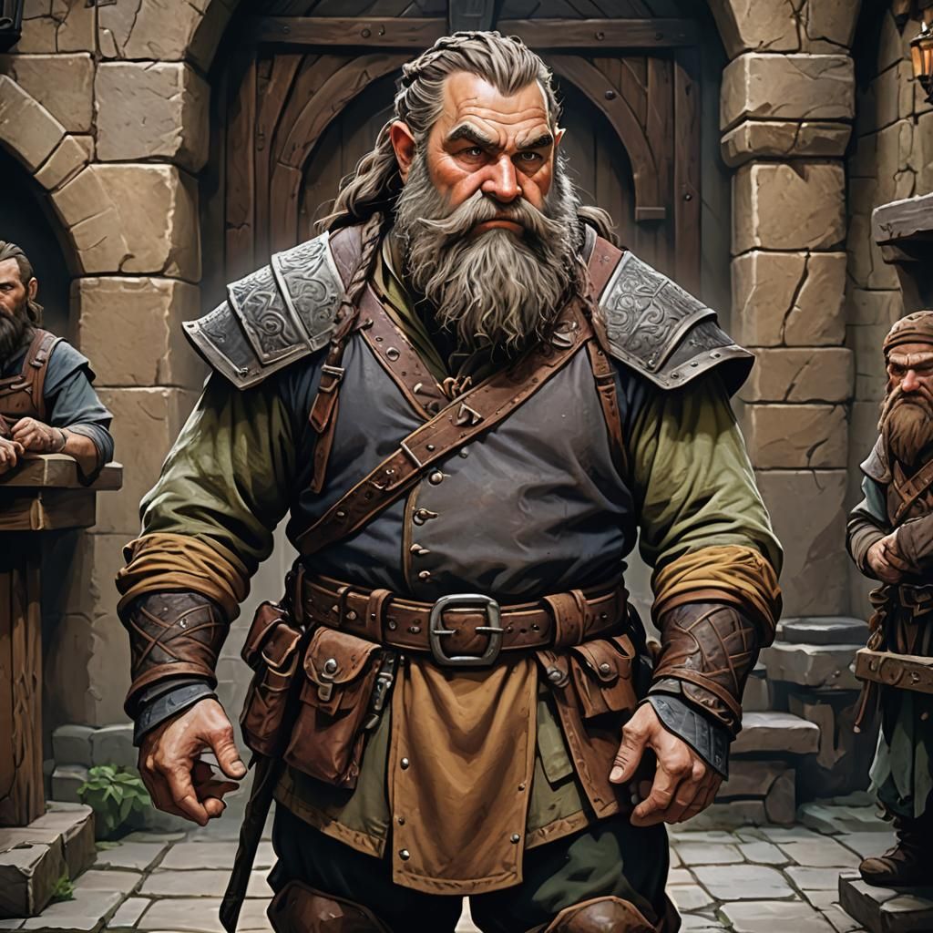 Dwarf Warrior in Medieval Estate: Fantasy Art
