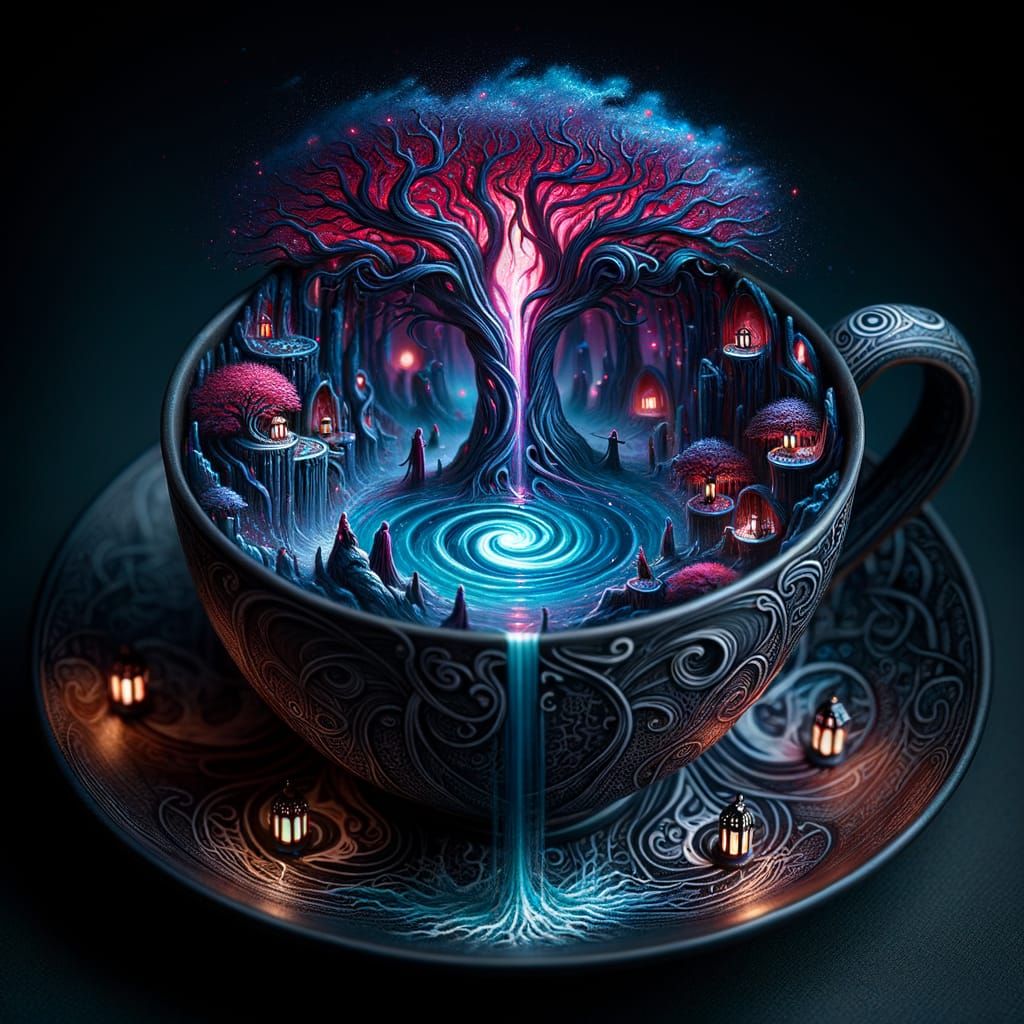Mystical Forest Teacup: An Eldritch Dreamscape