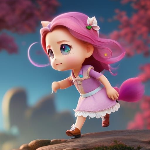 Chibi Horse Galloping: Digital Illustration in Storybook Sty...