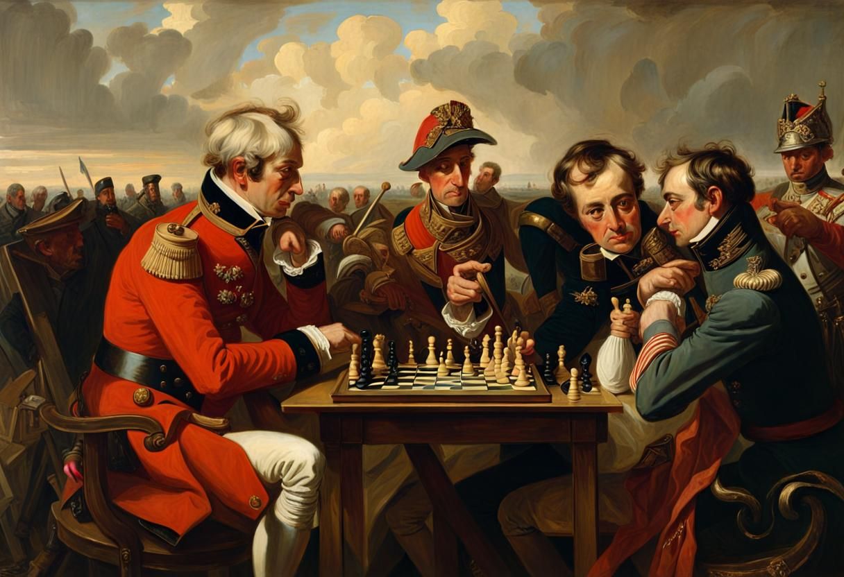 Wellington and Napoleon Chess Game: 19th Century Painting