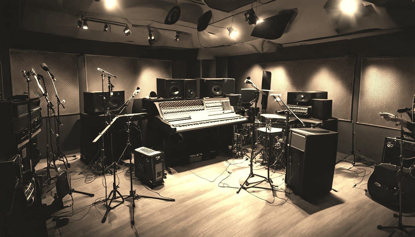 Musical Instruments in a Vibrant Recording Studio
