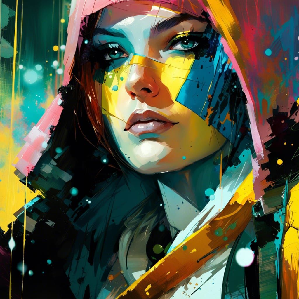 Comic Rogue Portrait with Brush Strokes