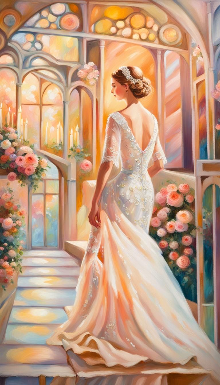 Elegant Wedding Dress AI Generated Image