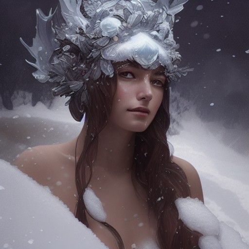 Icy Goddess Portrait in Hyperdetailed Digital Art Style