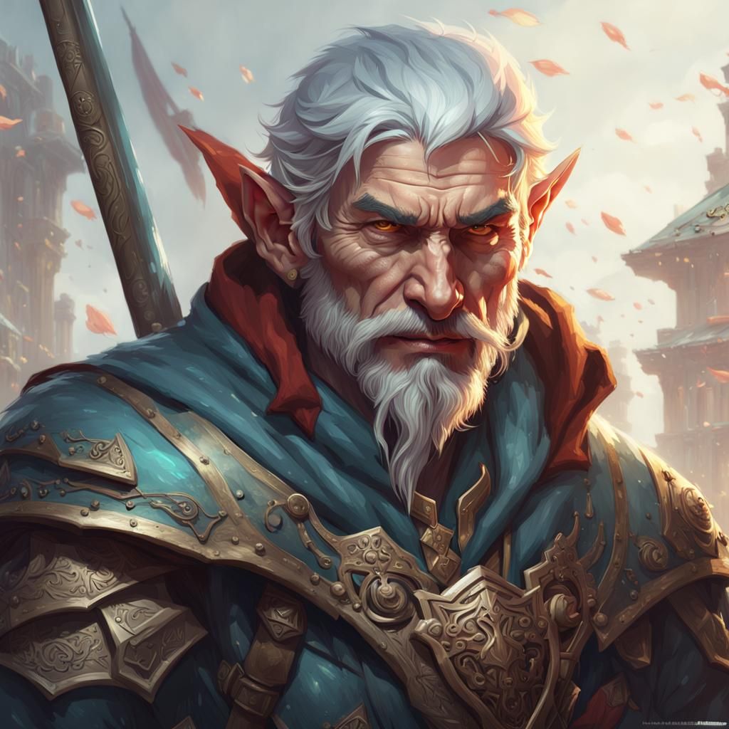 Elf Warrior Portrait in Hyperdetailed Style