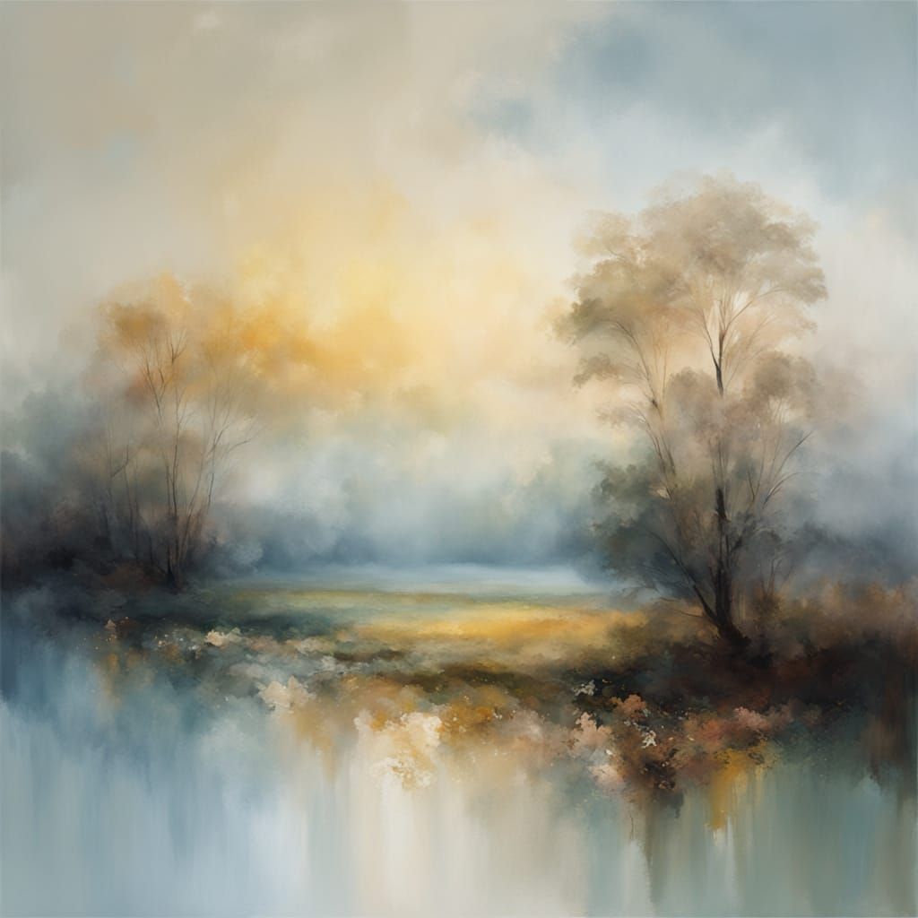 Misty Landscape Painting in Luminism Style