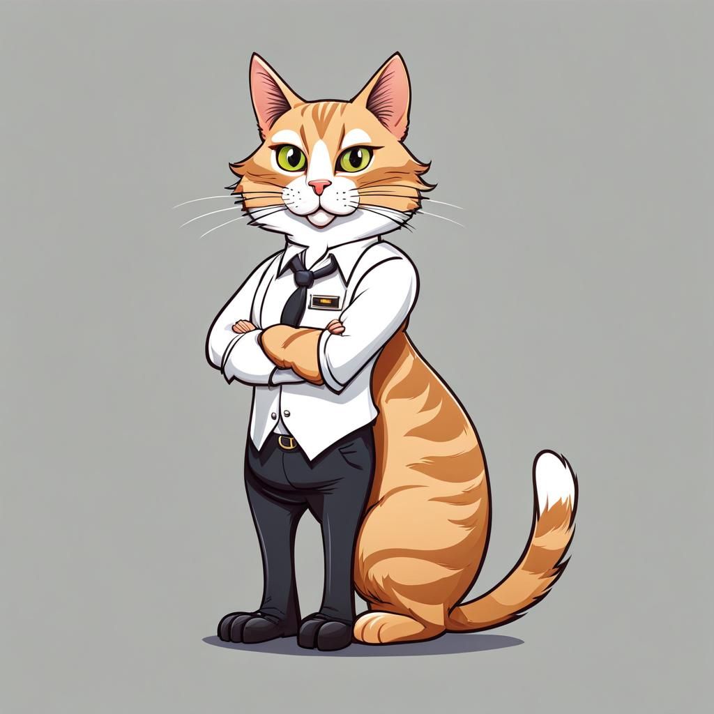 Cartoon Cat Caricature with Pride Attitude