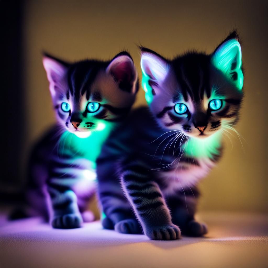Glow-in-the-Dark Kittens: A Bioluminescent Fantasy