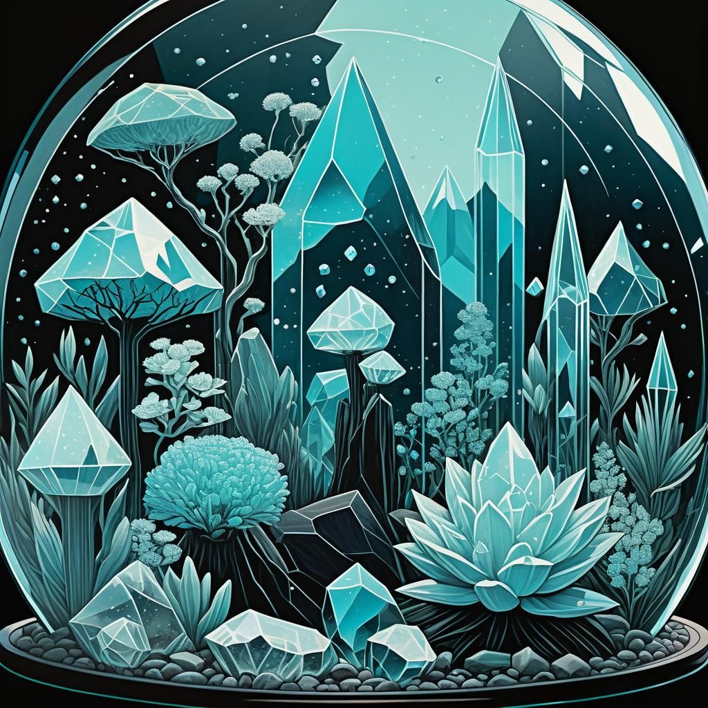 terrarium crystals growing inside illustration by han joh, i...