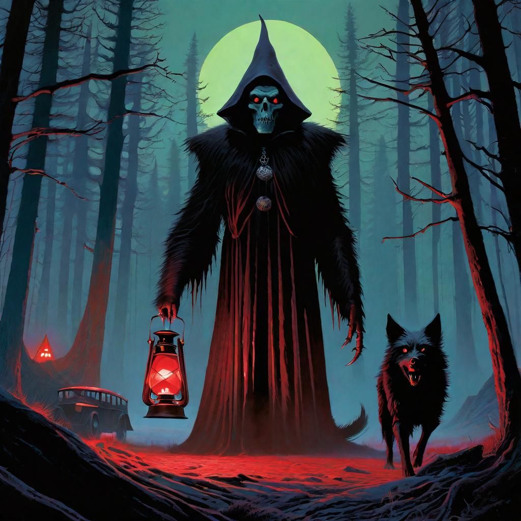 Nightmarish Creatures Haunt Village in Gothic Art Style