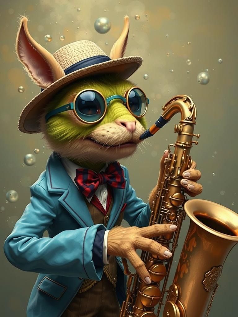 Cricket Insect Playing Saxophone
