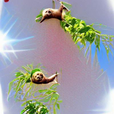 Sloth in Verdant Tree on Sunny Day