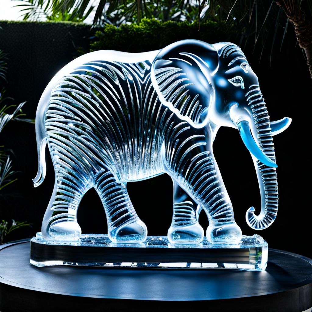 Elephant ice sculpture