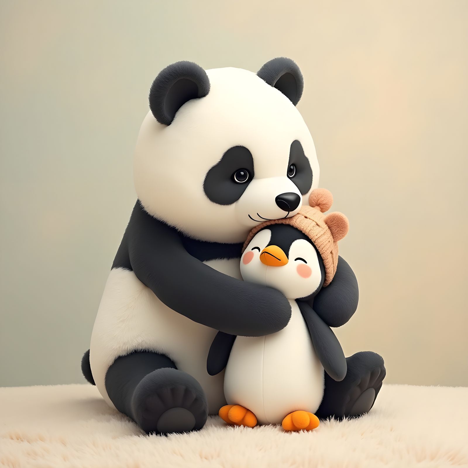 Panda Bear and Penguin Plush Toy Duo