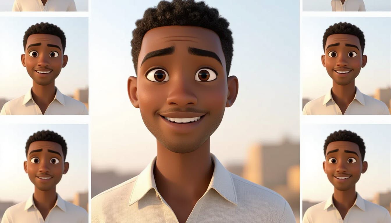 Young Somali Man in Pixar-Style 3D Animation