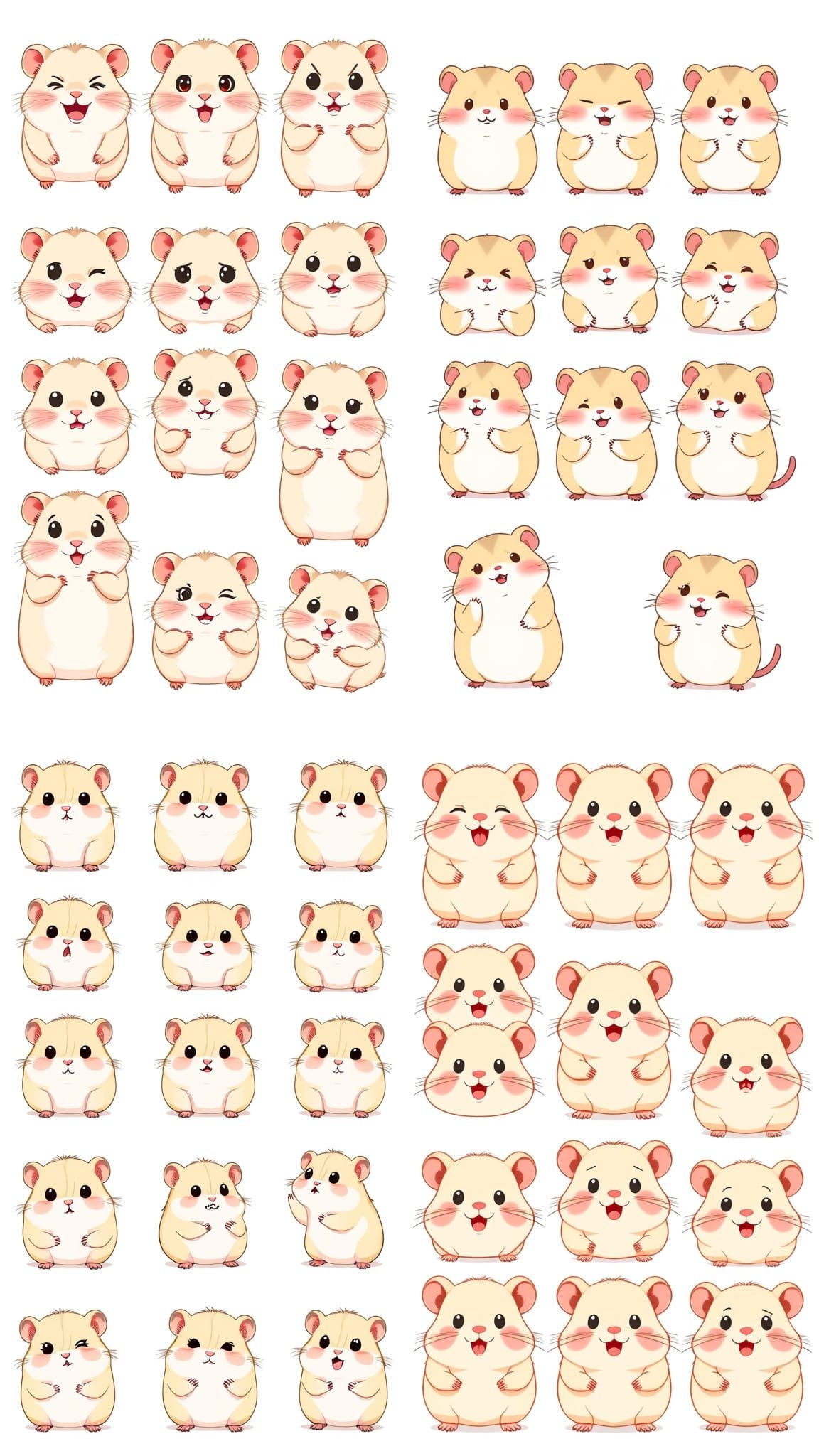 Cute Hamster Expressions in Soft Pastels