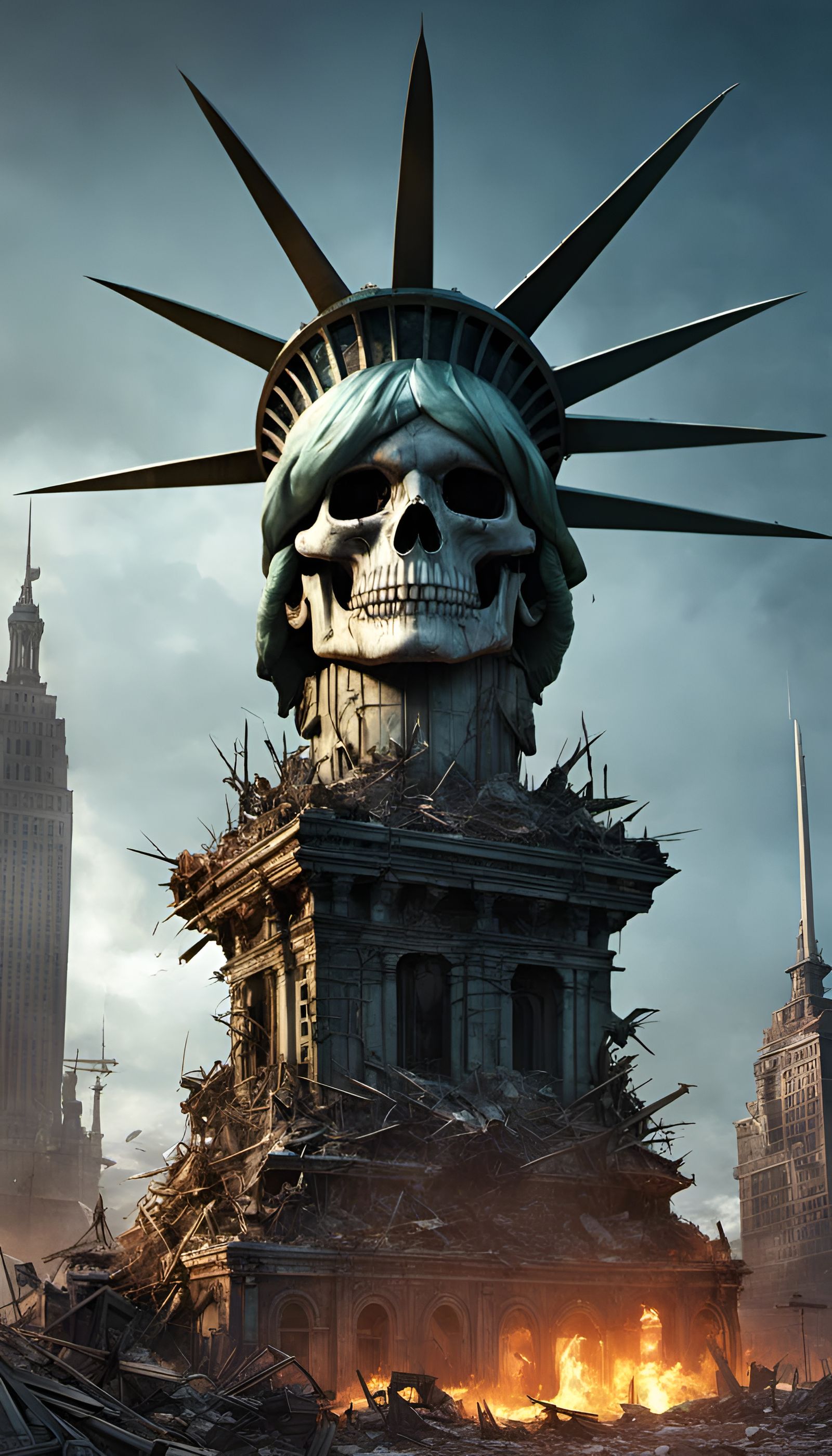 Post-Apocalyptic Statue of Liberty Skull