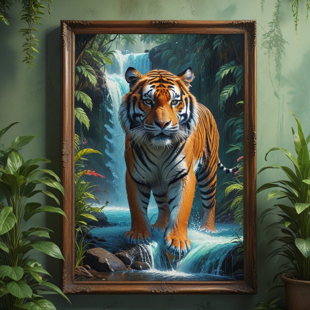 Majestic Tiger Emerges From Jungle Wall Art