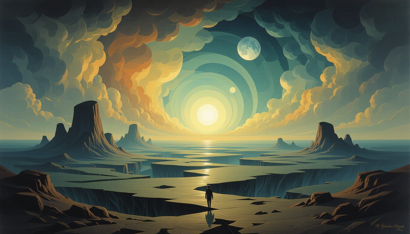 Metaphysical Surrealist Landscape of Abstract Earth Forms