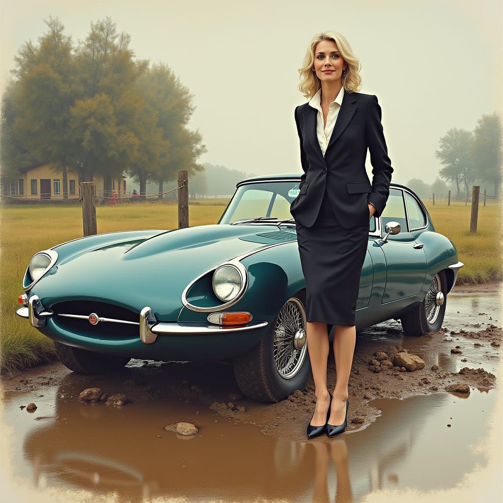 Real Estate Agent's Car Stuck, Pastel Chalk Drawing