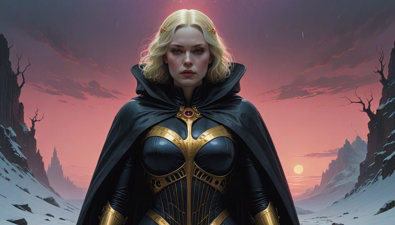 Regal, Plus-Sized Snow White in Latex Cape, H.R. Giger Style