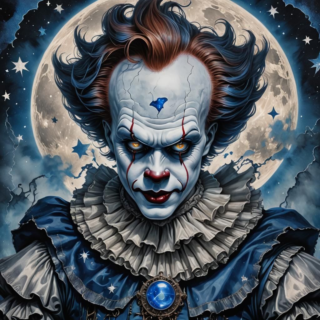 Pennywise with Sapphire Eyes and Celestial Tattoo