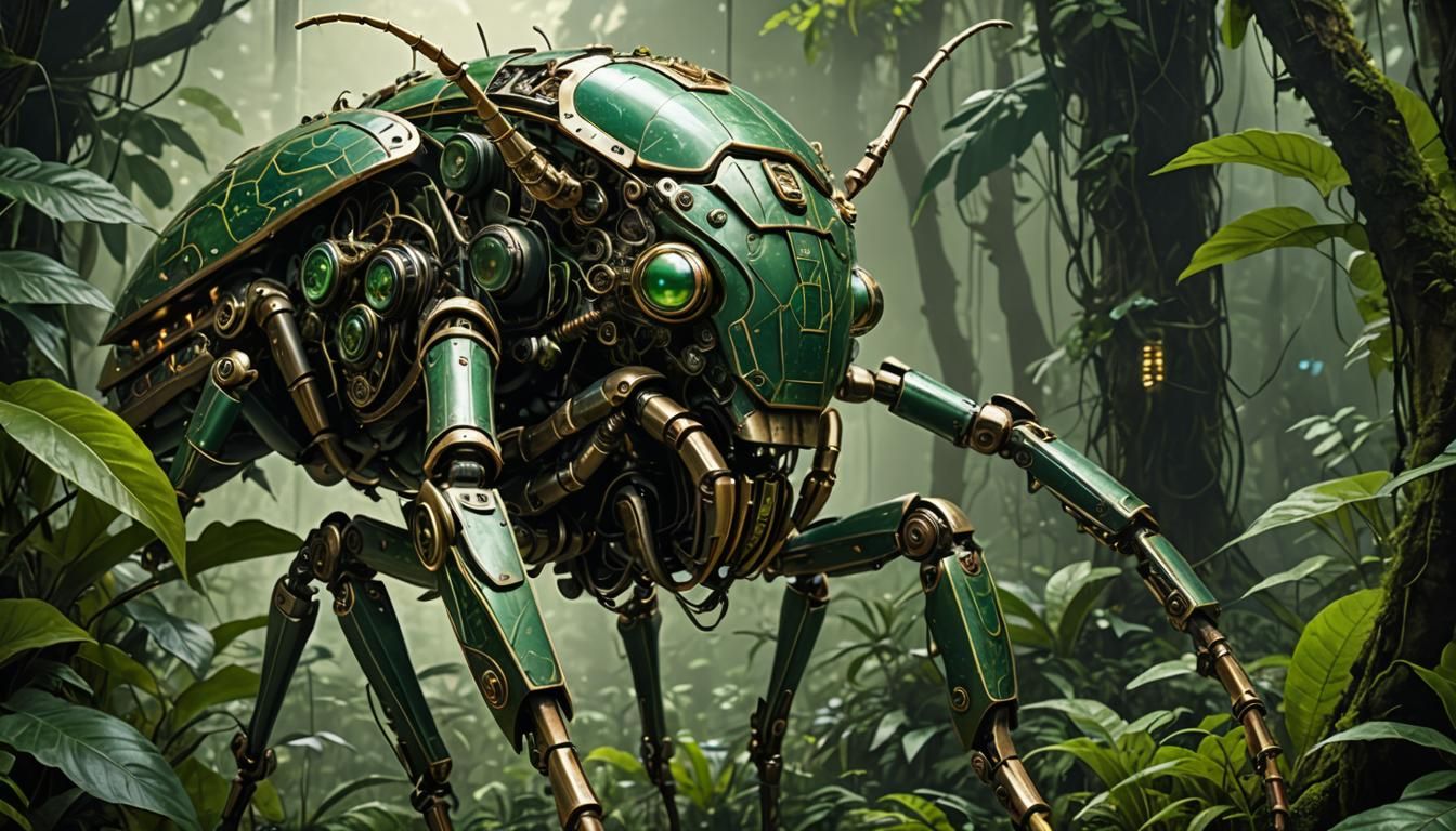 Giant Insectoid Robot in Jungle Environment