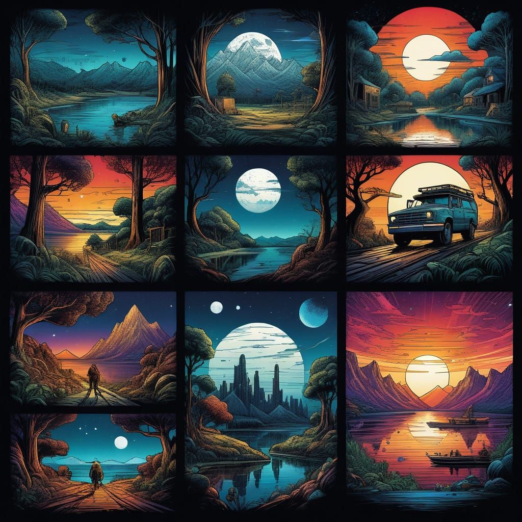 Vibrant Comic Book Art with Bold Lines and Rich Colors