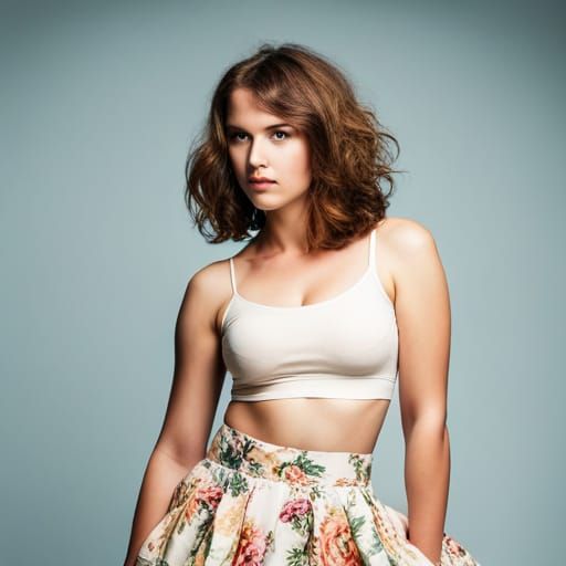 Attractive Young Woman in Crop Top, Full View
