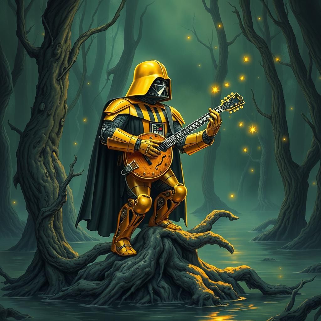 Orc Vader in Gold Mech Suit Banjo Serenade