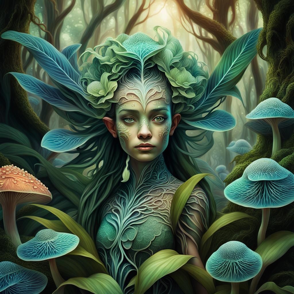 Mystical Being in Enchanted Forest: Digital Art