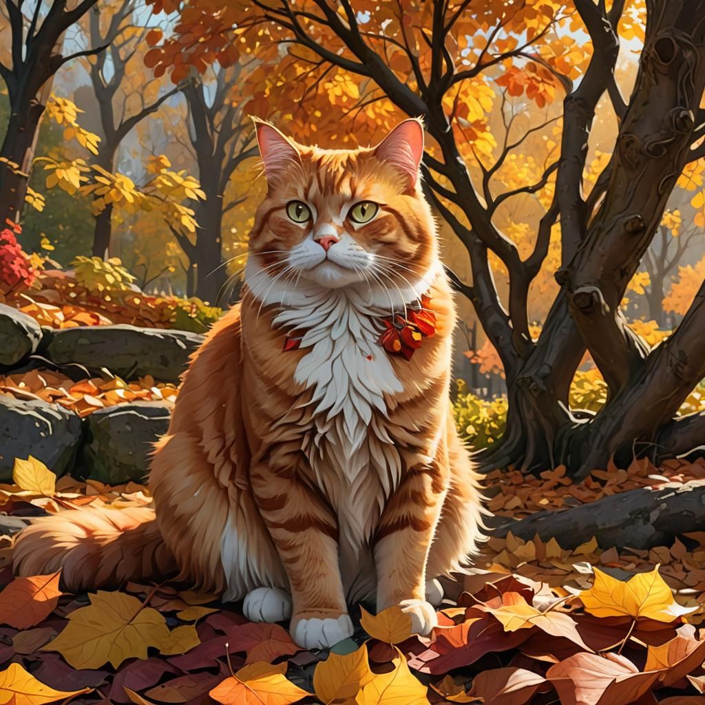 A cartoon disgruntled and exasperated fat ginger cat sitting...