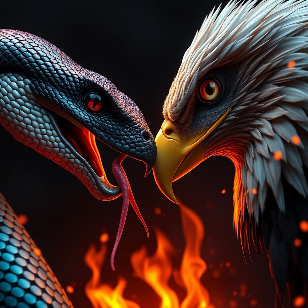 Serpent's Fierce Gaze in Golden Light