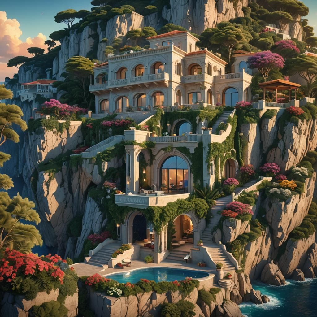 Cliffside Villa Concept Art on Capri Island
