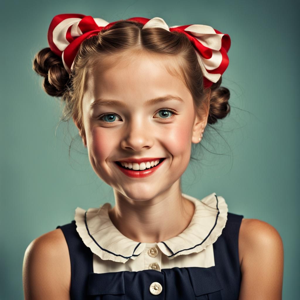 Cheerful Girl Portrait in Gil Elvgren Style