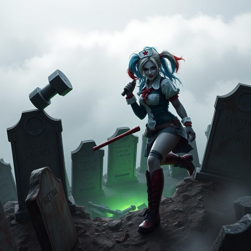 Harley Quinn and Joker in Ethereal Landscape